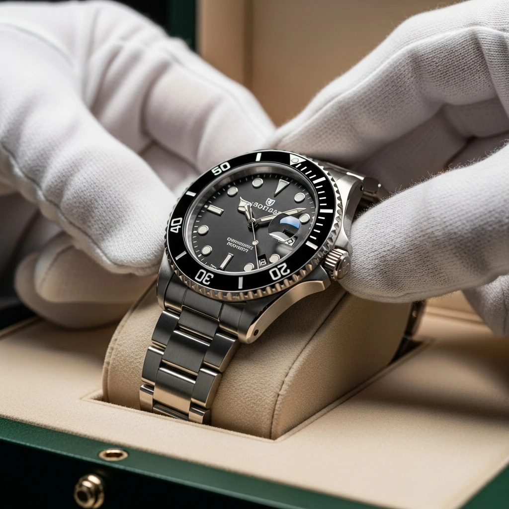 Inspection Submariner avec gants blancs